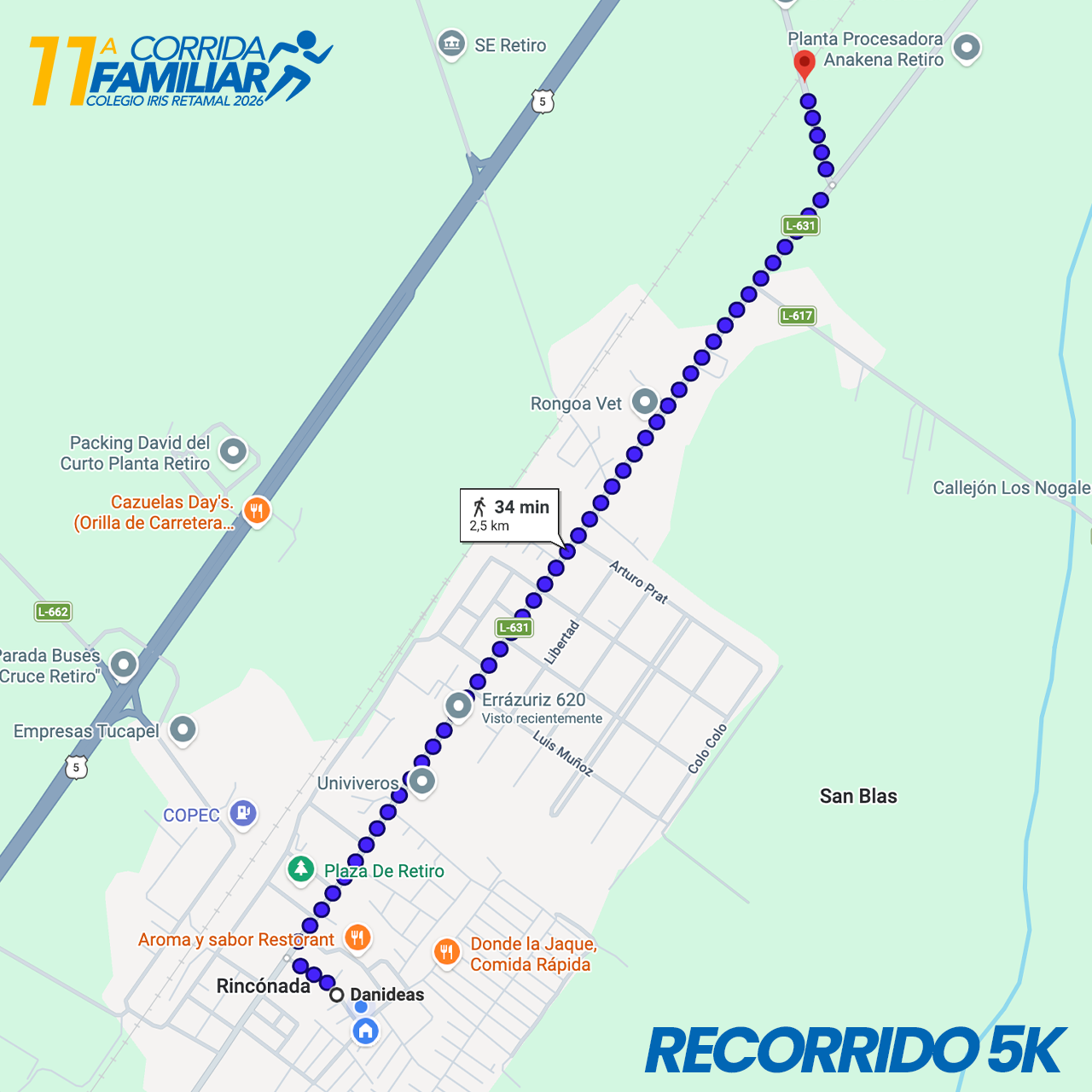 Mapa del recorrido de 5 kilómetros